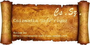 Csizmadia Szíriusz névjegykártya